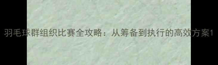 图片 羽毛球群组织比赛全攻略：从筹备到执行的高效方案1