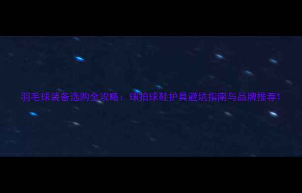 图片 羽毛球装备选购全攻略：球拍球鞋护具避坑指南与品牌推荐1