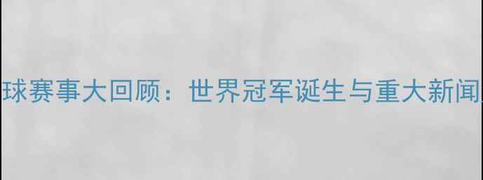 图片 羽毛球赛事大回顾：世界冠军诞生与重大新闻盘点