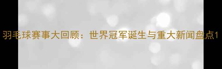 图片 羽毛球赛事大回顾：世界冠军诞生与重大新闻盘点1