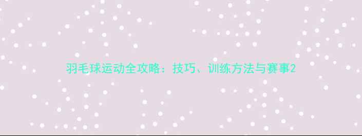 图片 羽毛球运动全攻略：技巧、训练方法与赛事2