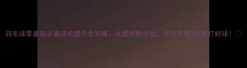 图片 羽毛球零基础必看球感提升全攻略：从握拍到步伐，手把手教你3周打好球！🏸