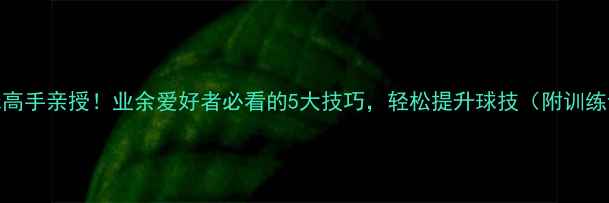 图片 羽毛球高手亲授！业余爱好者必看的5大技巧，轻松提升球技（附训练计划）