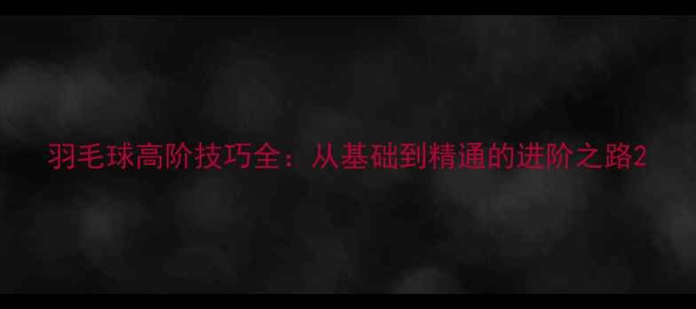 图片 羽毛球高阶技巧全：从基础到精通的进阶之路2