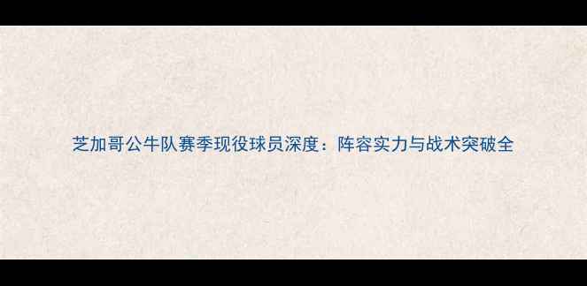 图片 芝加哥公牛队赛季现役球员深度：阵容实力与战术突破全