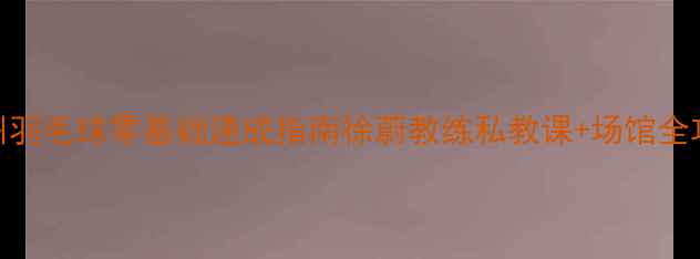 图片 苏州羽毛球零基础速成指南徐蔚教练私教课+场馆全攻略