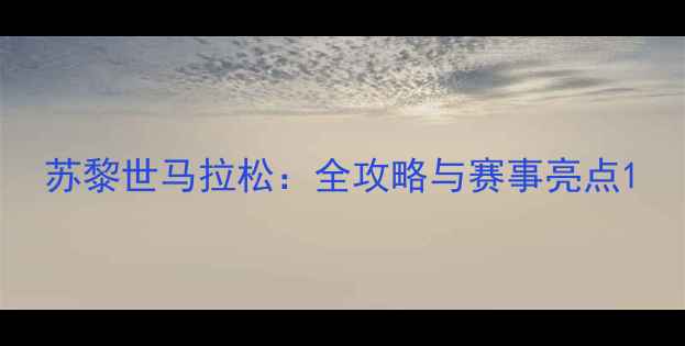 图片 苏黎世马拉松：全攻略与赛事亮点1