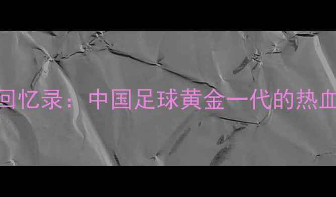 图片 范志毅同期球员回忆录：中国足球黄金一代的热血青春与时代烙印
