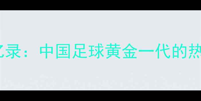 图片 范志毅同期球员回忆录：中国足球黄金一代的热血青春与时代烙印1