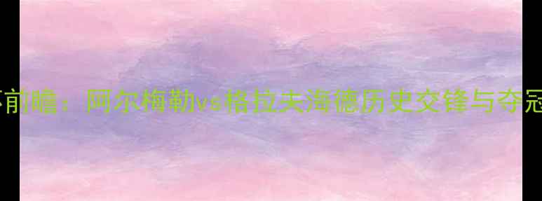 图片 荷兰超级杯前瞻：阿尔梅勒vs格拉夫海德历史交锋与夺冠赔率深度1