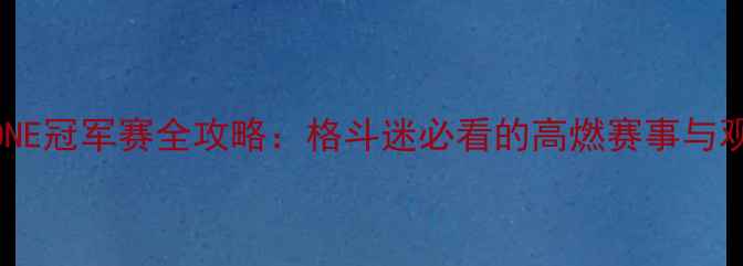 图片 菲律宾ONE冠军赛全攻略：格斗迷必看的高燃赛事与观赛指南