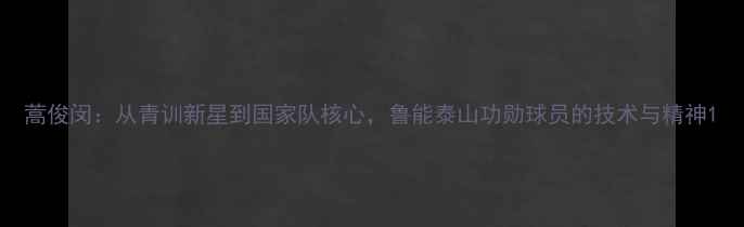图片 蒿俊闵：从青训新星到国家队核心，鲁能泰山功勋球员的技术与精神1