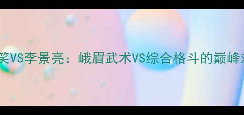图片 西热一笑VS李景亮：峨眉武术VS综合格斗的巅峰对决全1