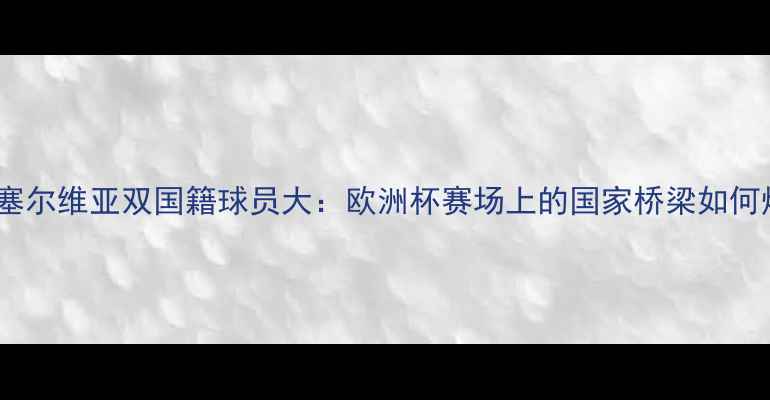 图片 西班牙塞尔维亚双国籍球员大：欧洲杯赛场上的国家桥梁如何炼成？1