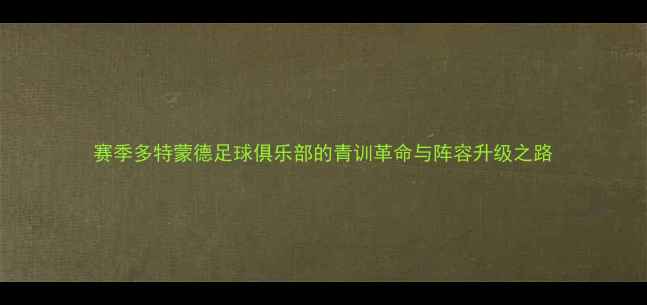 图片 赛季多特蒙德足球俱乐部的青训革命与阵容升级之路