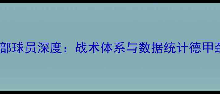 图片 赛季汉堡俱乐部球员深度：战术体系与数据统计德甲劲旅崛起之路1
