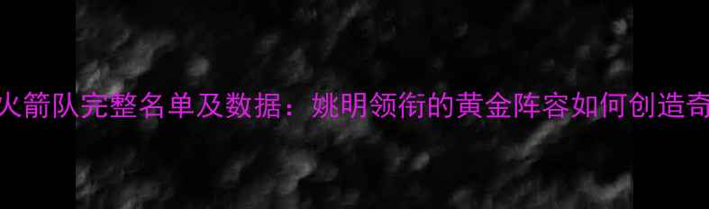 图片 赛季火箭队完整名单及数据：姚明领衔的黄金阵容如何创造奇迹？