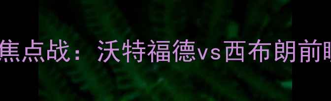 图片 赛季英超焦点战：沃特福德vs西布朗前瞻与深度1