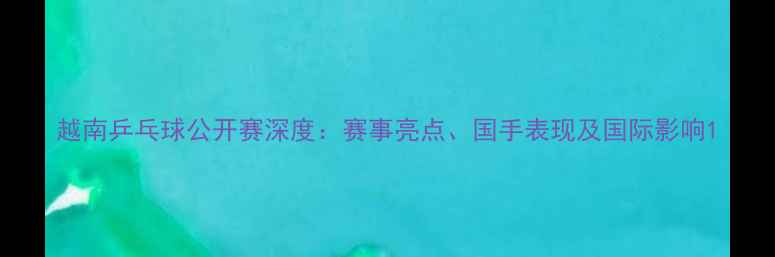图片 越南乒乓球公开赛深度：赛事亮点、国手表现及国际影响1