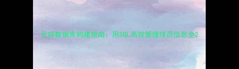 图片 足球数据库构建指南：用SQL高效管理球员信息全2
