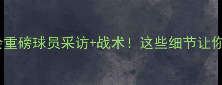 图片 足球比赛发布会重磅球员采访+战术！这些细节让你秒懂比赛看点1