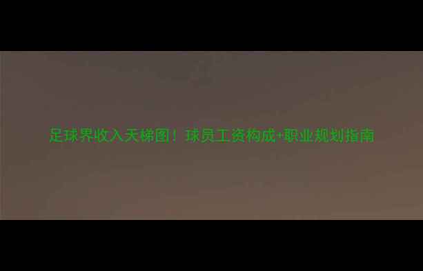 图片 足球界收入天梯图！球员工资构成+职业规划指南