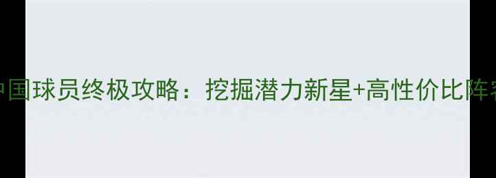 图片 足球经理中国球员终极攻略：挖掘潜力新星+高性价比阵容搭配指南
