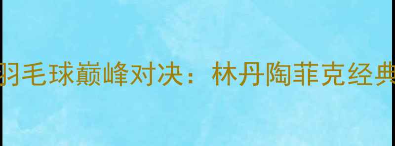 图片 雅典奥运会男单羽毛球巅峰对决：林丹陶菲克经典战役与历史意义