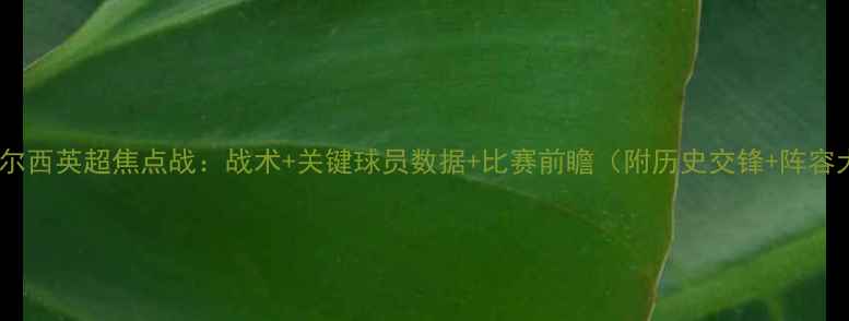 图片 雷恩VS切尔西英超焦点战：战术+关键球员数据+比赛前瞻（附历史交锋+阵容大换血）2