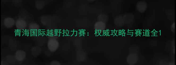 图片 青海国际越野拉力赛：权威攻略与赛道全1