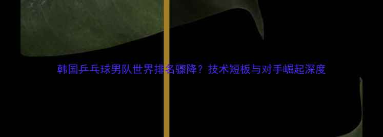 图片 韩国乒乓球男队世界排名骤降？技术短板与对手崛起深度