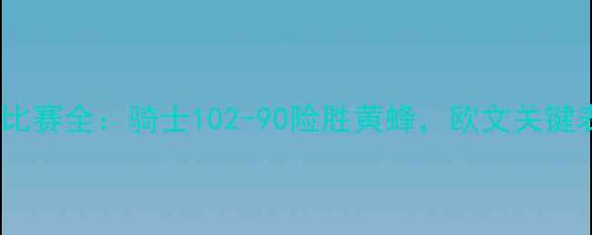 图片 骑士vs黄蜂比赛全：骑士102-90险胜黄蜂，欧文关键表现引热议2