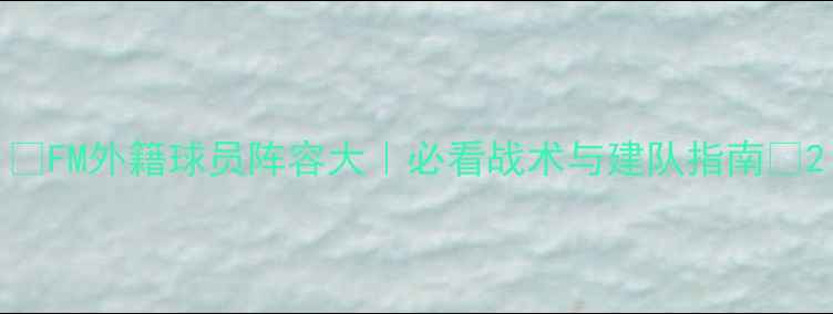 图片 🌟FM外籍球员阵容大｜必看战术与建队指南🔥2