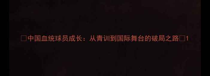 图片 🌟中国血统球员成长：从青训到国际舞台的破局之路🌟1