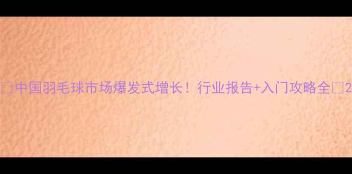 图片 🏸中国羽毛球市场爆发式增长！行业报告+入门攻略全🔥2