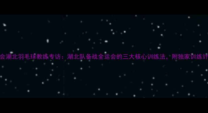 图片 🏸全运会湖北羽毛球教练专访：湖北队备战全运会的三大核心训练法，附独家训练计划表！