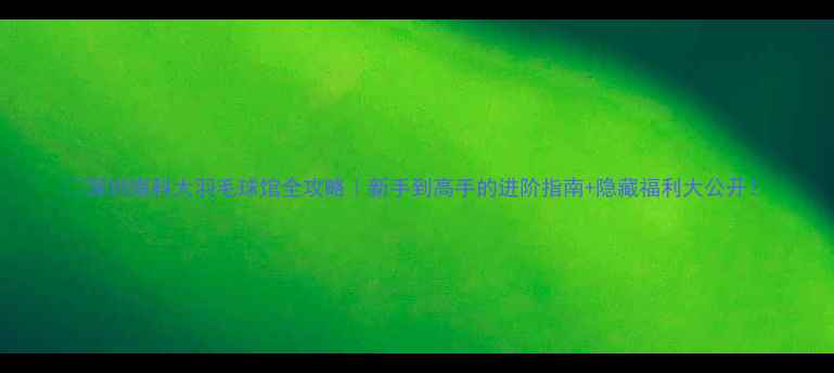 图片 🏸深圳南科大羽毛球馆全攻略｜新手到高手的进阶指南+隐藏福利大公开！