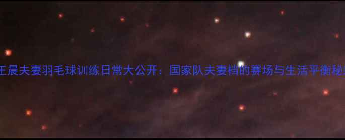 图片 🏸王晨夫妻羽毛球训练日常大公开：国家队夫妻档的赛场与生活平衡秘籍1