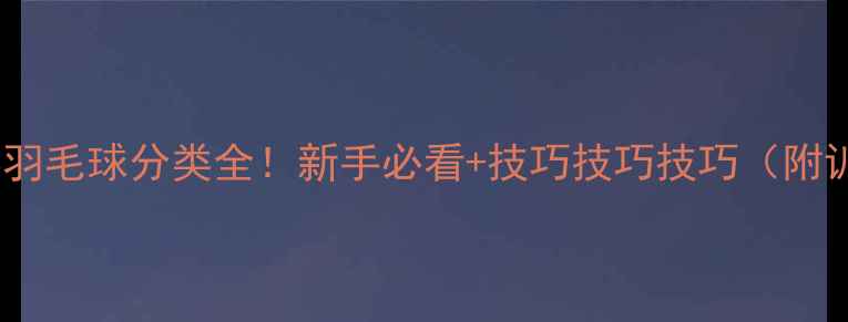 图片 🏸胜利比赛羽毛球分类全！新手必看+技巧技巧技巧（附训练计划）2