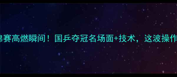 图片 💥乒乓球世锦赛高燃瞬间！国乒夺冠名场面+技术，这波操作你给几分？2