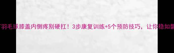 图片 💥打羽毛球膝盖内侧疼别硬扛！3步康复训练+5个预防技巧，让你稳如磐石2