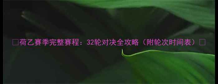 图片 📅荷乙赛季完整赛程：32轮对决全攻略（附轮次时间表）🔥