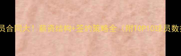 图片 📌球员合同大！薪资结构+签约策略全（附TOP10球员数据）1