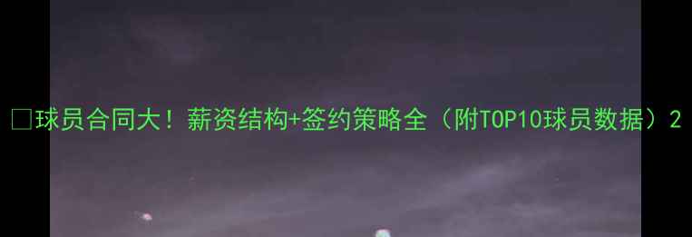 图片 📌球员合同大！薪资结构+签约策略全（附TOP10球员数据）2