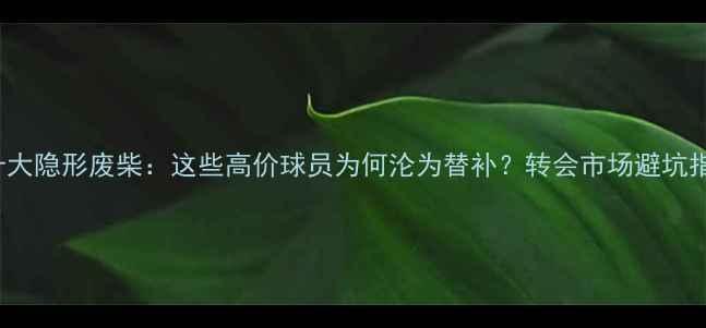 图片 🔥FIFA23十大隐形废柴：这些高价球员为何沦为替补？转会市场避坑指南来了！1