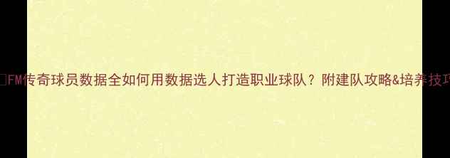图片 🔥FM传奇球员数据全如何用数据选人打造职业球队？附建队攻略&培养技巧