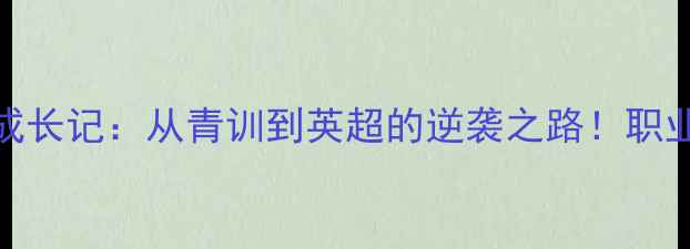图片 🔥MCShane球员成长记：从青训到英超的逆袭之路！职业足球生存法则1