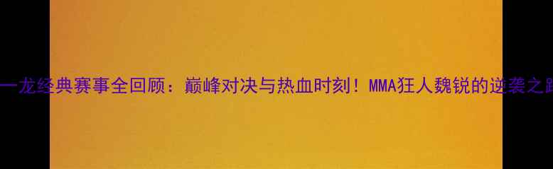 图片 🔥一龙经典赛事全回顾：巅峰对决与热血时刻！MMA狂人魏锐的逆袭之路1