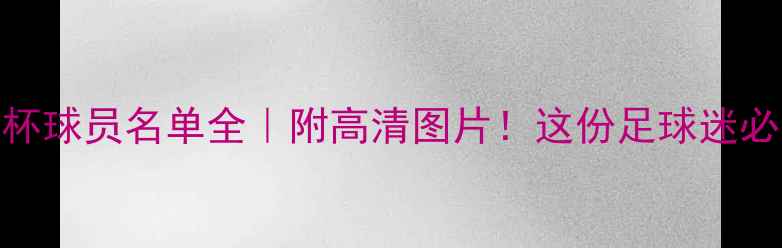 图片 🔥世界杯欧洲杯球员名单全｜附高清图片！这份足球迷必看清单请收好