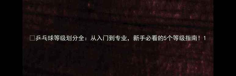 图片 🔥乒乓球等级划分全：从入门到专业，新手必看的5个等级指南！1